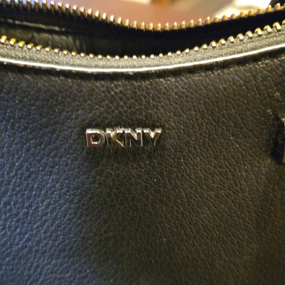 DKNY Dark Satchel with Chain Accent - Picture 4 of 7
